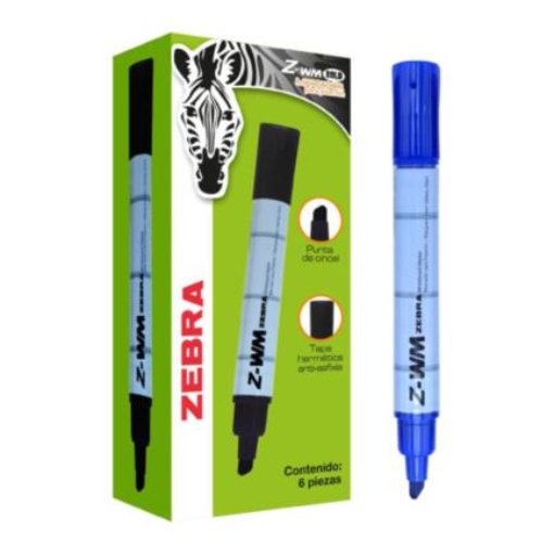 Imagen de Marcador Zebra Z-WM Bold Pizarrón Blanco Color Azul C/6 PZAS