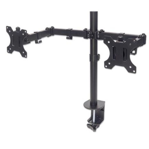 Imagen de Soporte Manhattan Universal para 2 Monitores 13" a 32" Brazos Doble Articulación Color Negro