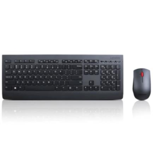 Imagen de Kit Teclado y Mouse Lenovo Profesional Inalámbrico 1600 dpi Color Negro
