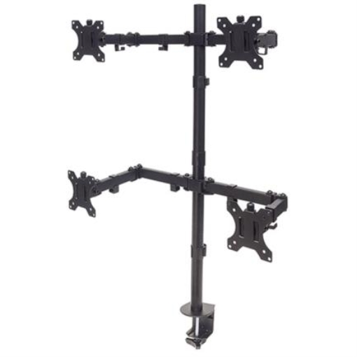 Imagen de Soporte Manhattan para 4 Monitores 13" a 32" Escritorio Brazos Doble Articulación Color Negro