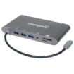 Imagen de Estación Docking Manhattan USB-C a HDMI/DPmini/SVGA/RJ45/3.5mm Super Velocidad Color Gris
