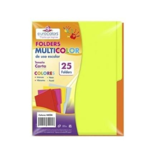 Imagen de Folder Eurocolors Multicolor Arcoíris Neón C/25 Pzas