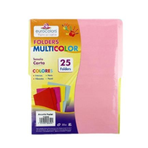 Imagen de Folder Eurocolors Multicolor Arcoíris Pastel C/25 Pzas