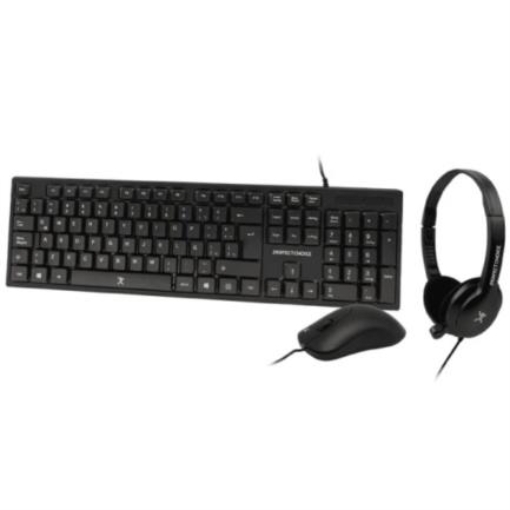 Imagen de Kit Alámbrico Perfect Choice 3en1 Teclado-Mouse-Diadema para Oficina Color Negro