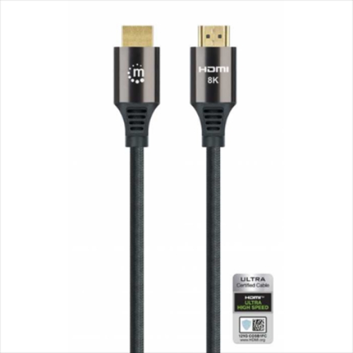 Imagen de Cable Manhattan HDMI Certificado Ultra Alta Velocidad 8K a 60Hz/4K a 120Hz C/Ethernet 2m Color Negro