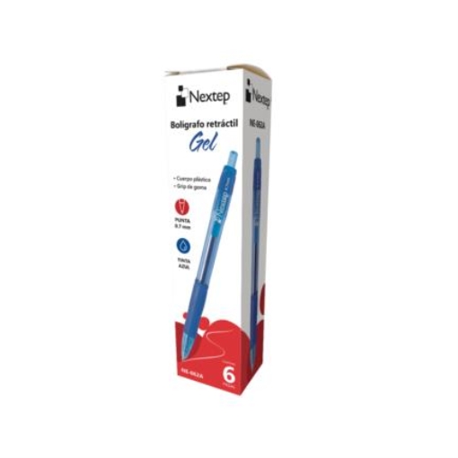 Imagen de Bolígrafo Nextep Gel Retráctil Mediano 0.7mm Color Azul C/6
