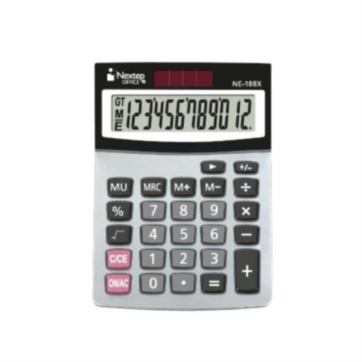 Imagen de Calculadora Nextep 12 Dígitos Cubierta Metálica Semi Escritorio Solar/Bateria
