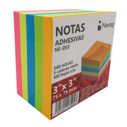 Imagen de Notas Adhesivas Nextep 3x3 Neón 5 Bloques 500 Hojas