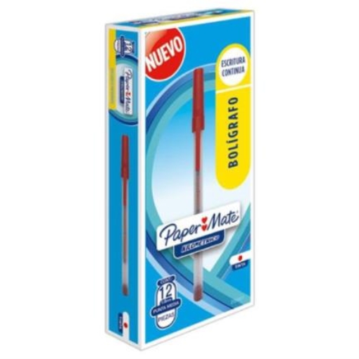 Imagen de Bolígrafo Papermate Kilométrico Económico Punto Fino 0.7mm Color Rojo Caja C/12 Pzas