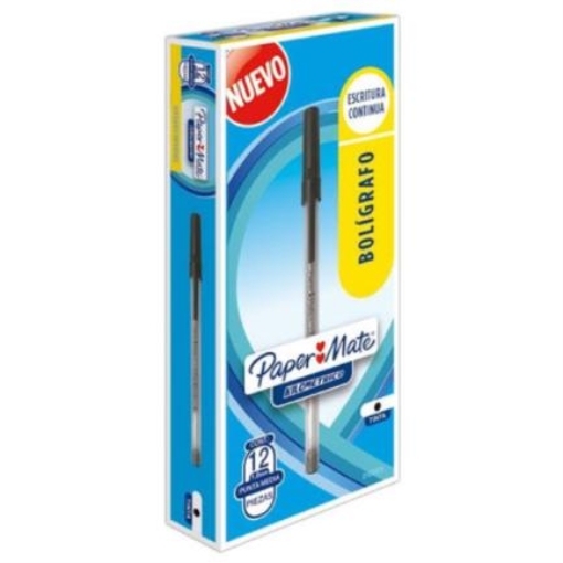 Imagen de Bolígrafo Papermate Kilométrico Económico Punto Fino 0.7mm Color Negro Caja C/12 Pzas