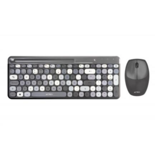 Imagen de Kit Teclado y Mouse Acteck Creator Chic Colors MK470 Inalámbrico 2xBaterías AAA Incluidas Color Gris