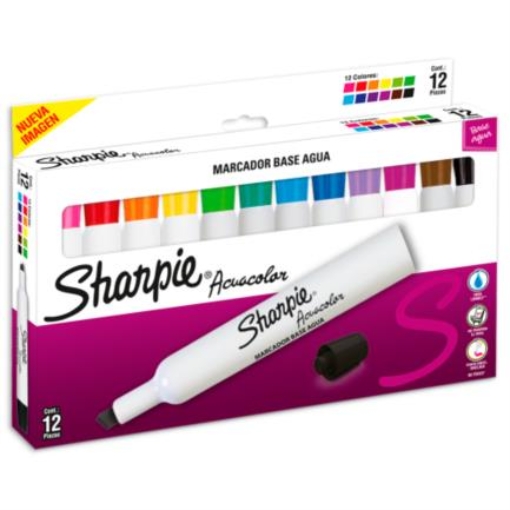 Imagen de Marcador Acuacolor Sharpie Base Agua Estuche C/12 Pzas