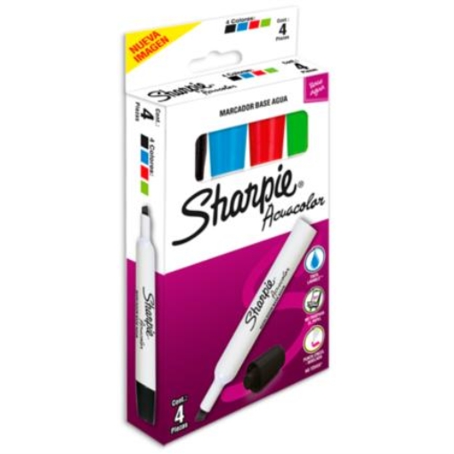 Imagen de Marcador Acuacolor Sharpie Base Agua Estuche C/4 Pzas