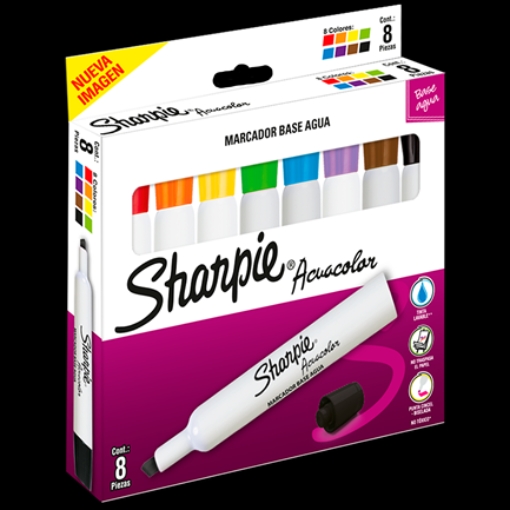 Imagen de Marcador Acuacolor Sharpie Base Agua Estuche C/8 Pzas
