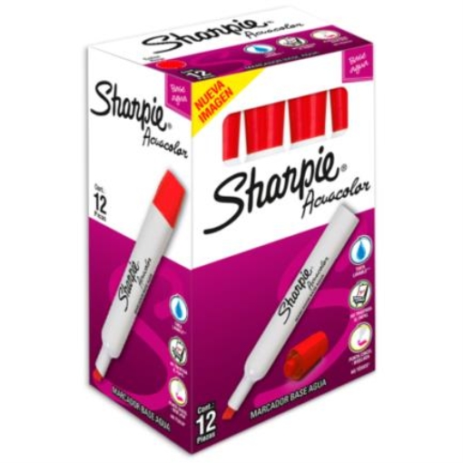 Imagen de Marcador Acuacolor Sharpie Base Agua Color Rojo C/12 Pzas