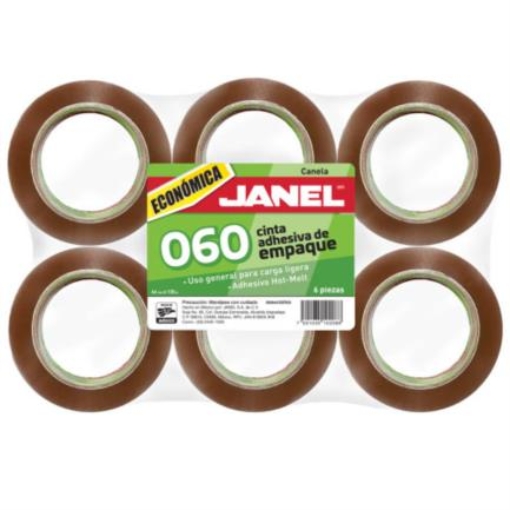 Imagen de Cinta Canela Janel 060 Empaque Adhesivo Hot-Melt 0.048x50m Paquete C/6