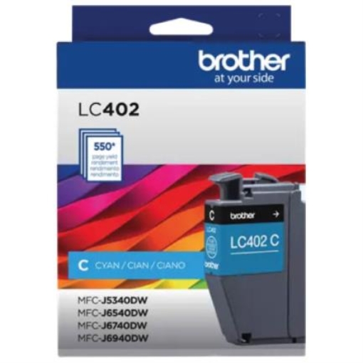 Imagen de Tinta Brother (F1GP) LC402C Alto Rendimiento Hasta 550 Páginas Color Cian