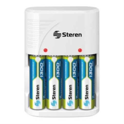Imagen de Cargador de Pilas Steren para AA/AAA 9VC NICD/NIMH Incluye 4 Pilas AA