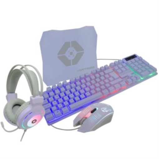 Imagen de Kit Gamer Vortred Berry 4 en 1 Alámbrico Diadema+Mouse+Teclado+Mouse Pad Color Lila