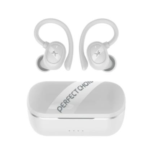Imagen de Audífonos Perfect Choice Haken Bluetooth Deportivos TWS Cancelación de Ruido con Sujetador Color Blanco