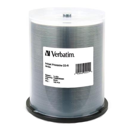 Imagen de DISCO COMPACTO VERBATIM R BLANCO HUB IMPRIMIBLE C/100