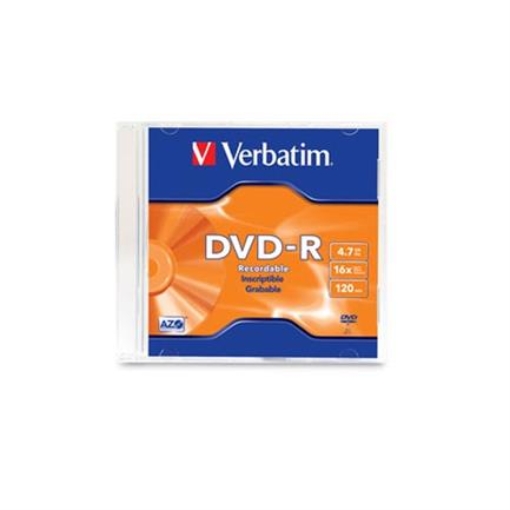 Imagen de DVD-R VERBATIM 4.7GB 16X SINGLE SLIM CASE