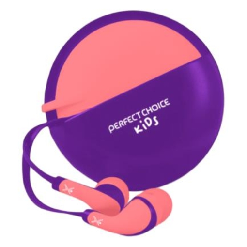 Imagen de Audífonos Perfect Choice In-Ear Alámbricos 3.5mm con Estuche Bubble Gum Color Rosa-Morado