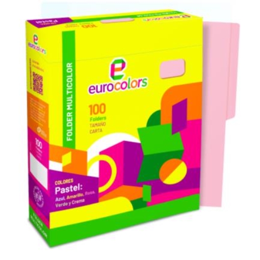 Imagen de Folder Mapasa Carta Multicolor Color Rosa Pastel Pqte 100F