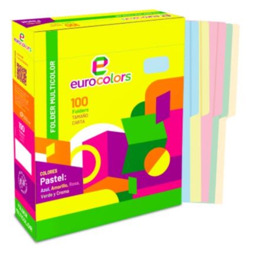 Imagen de Folder Mapasa Carta Multicolor Color Arcoiris Pastel Pqte 100F