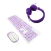 Imagen de Kit Alámbrico Perfect Choice Farben 3 en 1 para Niños Teclado/Audífonos/Mouse Color Morado