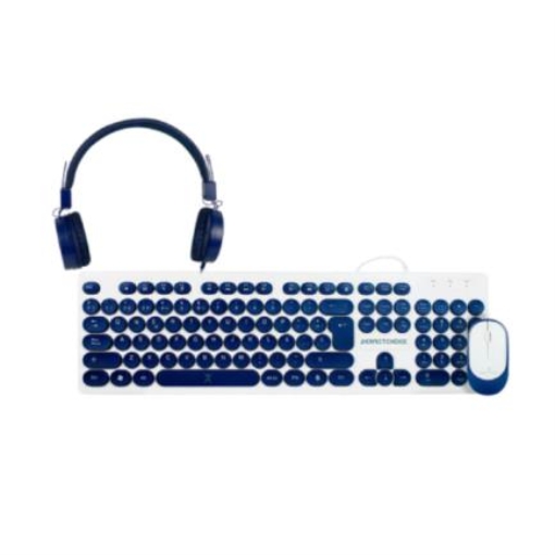 Imagen de Kit Alámbrico Perfect Choice Farben 3 en 1 para Niños Teclado/Audífonos/Mouse Color Azul