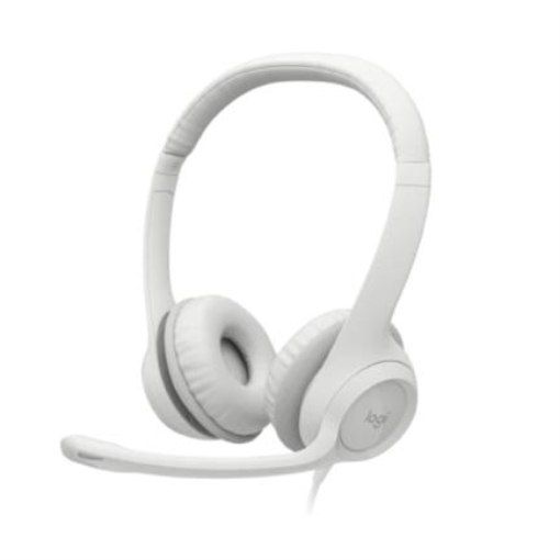 Imagen de Audífonos Logitech USB H390 para Computadora con Audio Dígital Mejorado Control en Cable Color Blanco Crudo
