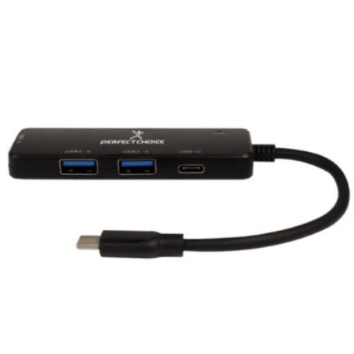 Imagen de Hub Perfect Choice Tipo C para Laptop y Dispositivos Móviles Color Negro
