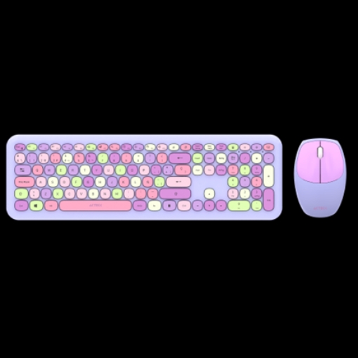 Imagen de Kit Teclado y Mouse Acteck Creator Chic Colors MK475 Inalámbrico 2xBaterías AAA Incluidas Color Morado