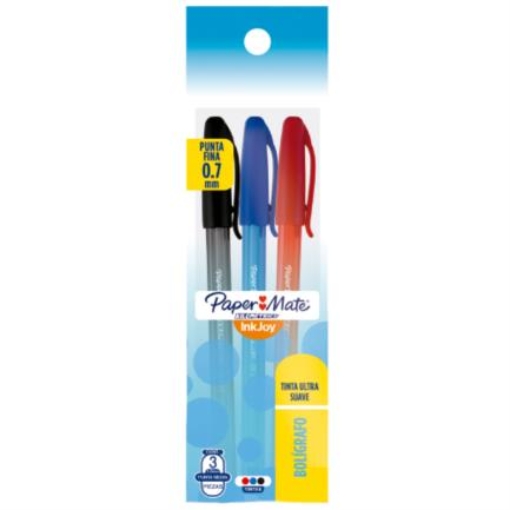Imagen de Bolígrafo PaperMate Punto Fino con 3 Kilométrico Colores Surtidos