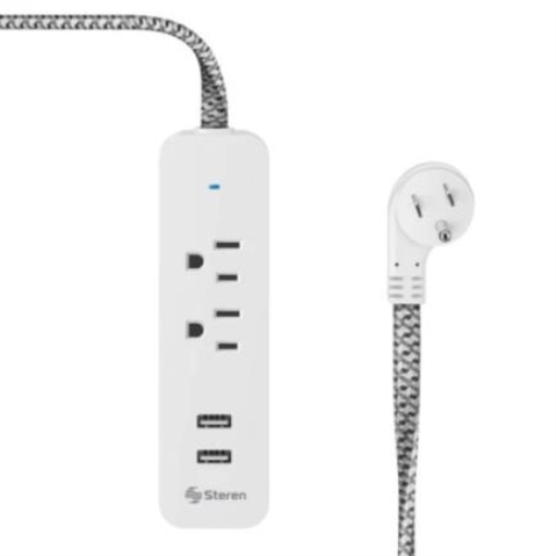 Imagen de Multicontacto de 2 Salidas Steren Horizontales y Doble Cargador USB