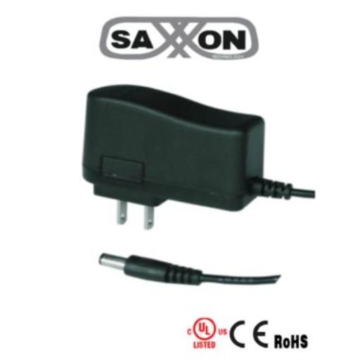 Imagen de Fuente de Poder Saxxon Regulada 12Vcc 1 Amper Conector Macho Especial para Cámaras de CCTV/ Usos Múltiples