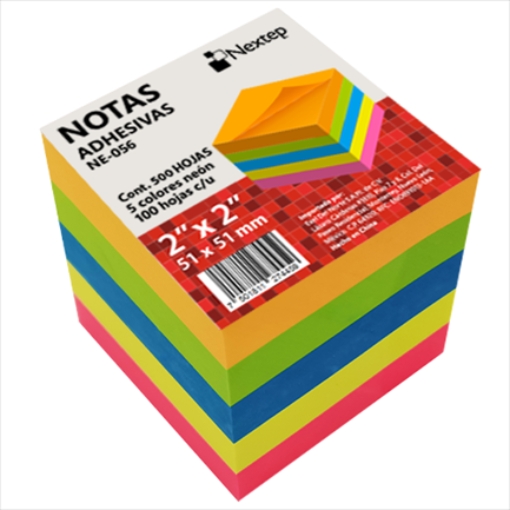 Imagen de Notas Adhesivas Nextep 2x2 Neon 5 Bloques 500 Hojas