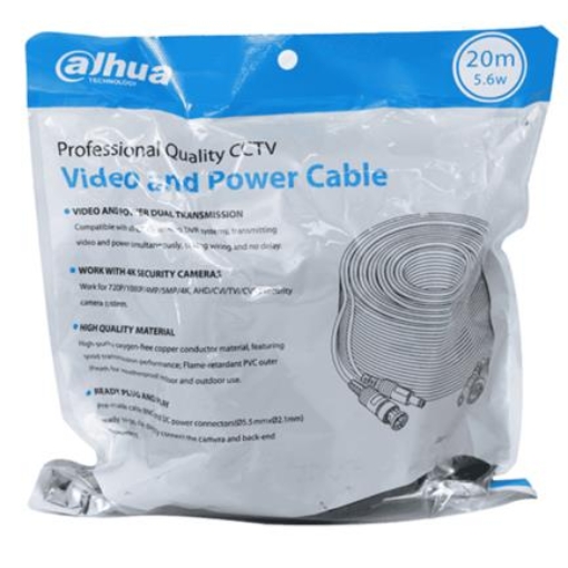 Imagen de Cable Dahua 20m Armado para Video-Energía para Cámaras hasta 4k con Conectores BNC/Energía Uso Exterior-Interior