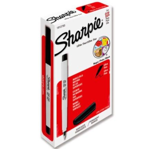 Imagen de MARCADOR BEROL SHARPIE ULTRA FINO NEGRO C/12