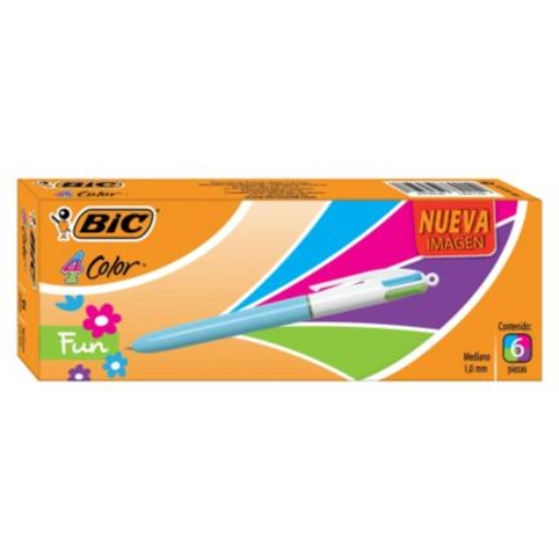 Imagen de Bolígrafo BIC 4 Color Fun Punto Mediano 1.0mm C/6 Pzas