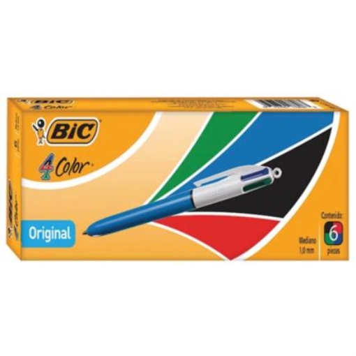 Imagen de Bolígrafo BIC 4 Colores Punto Mediano 1.0mm C/6 Pzas