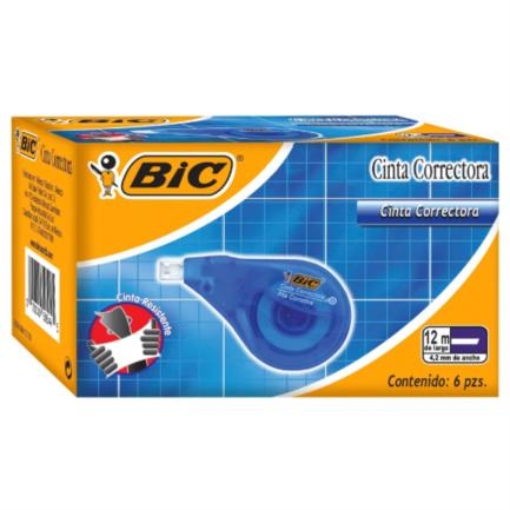 Imagen de Cinta Correctora BIC 12mx4.2mm Caja C/6 Pzas