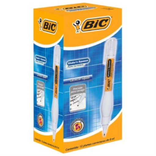Imagen de Corrector Líquido BIC Shake n Squeeze Tipo Pluma 8ml C/12 Pzas