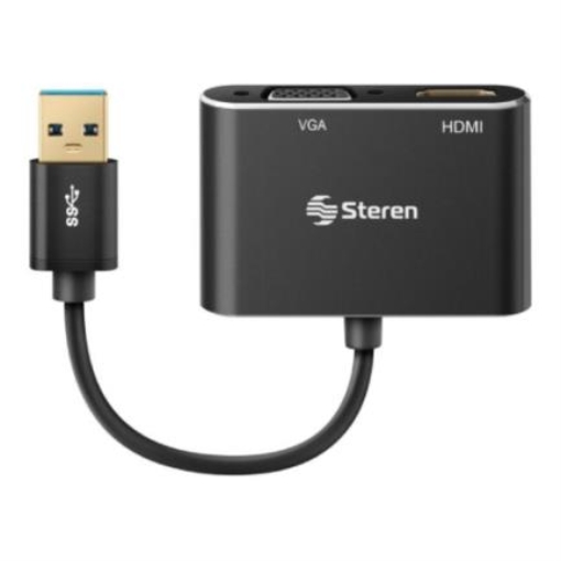 Imagen de Adaptador Steren USB 3.0 a HDMI/VGA Color Negro