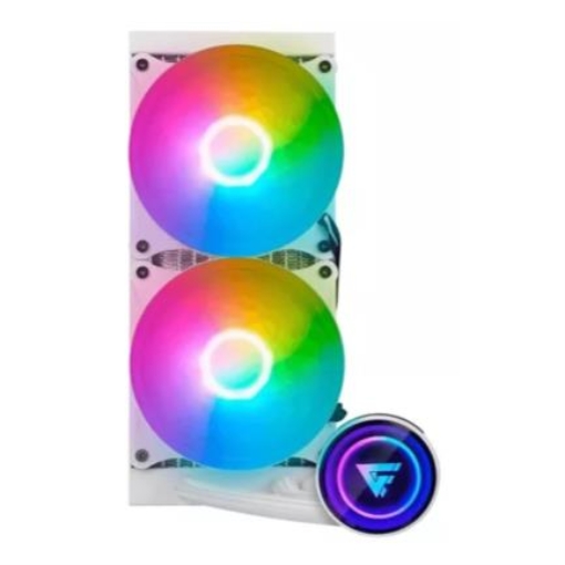 Imagen de Enfriamiento Líquido Game Factor LQG600 240mm RGB TDP 250 2 Ventiladores 120mm 70 CFM Color Blanco