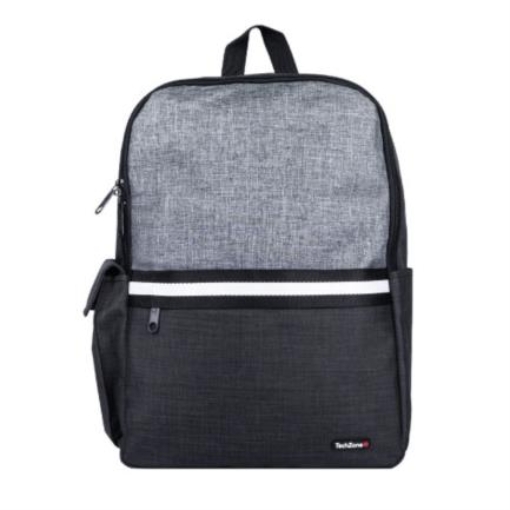 Imagen de Mochila TechZone de 15.6" para Laptop Múltiples Compartimientos Color Negro con Gris
