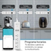 Imagen de Barra Steren Multicontacto Wi-Fi de 4 Salidas Horizontales y Triple Cargador USB Color Blanco