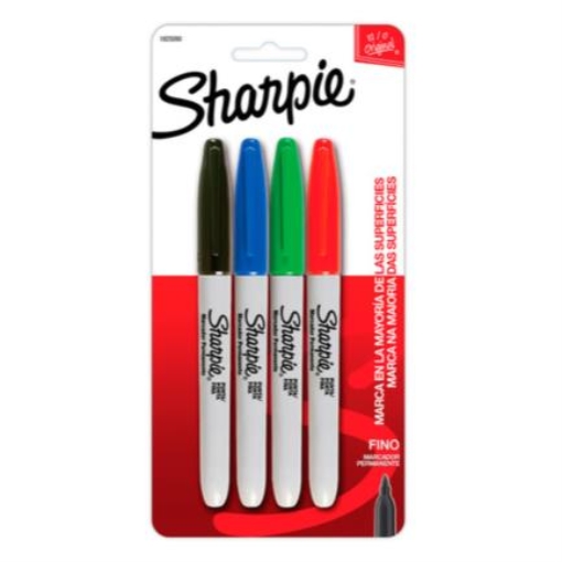 Imagen de Marcador Permanente Sharpie Fino Colores Surtidos C/4 Pzas