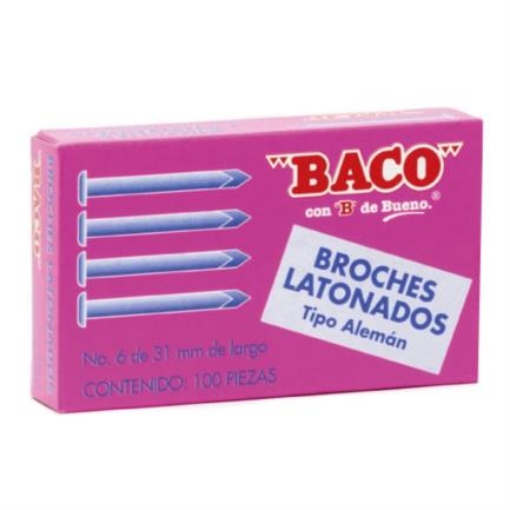 Imagen de Broche Latonado Baco Tipo Alemán No.6 a 31 mm C/100 Broches